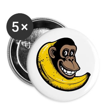 Affe fusioniert mit Banane - Buttons groß 56 mm (5er Pack) - Weiß - Vorne