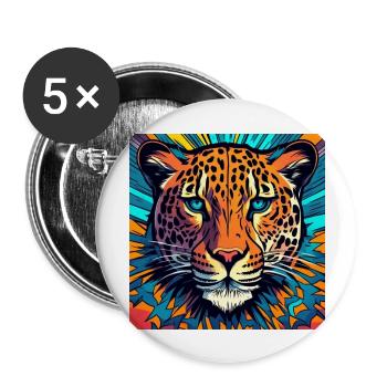 Leopard - Buttons groß 56 mm (5er Pack) - Weiß - Vorne