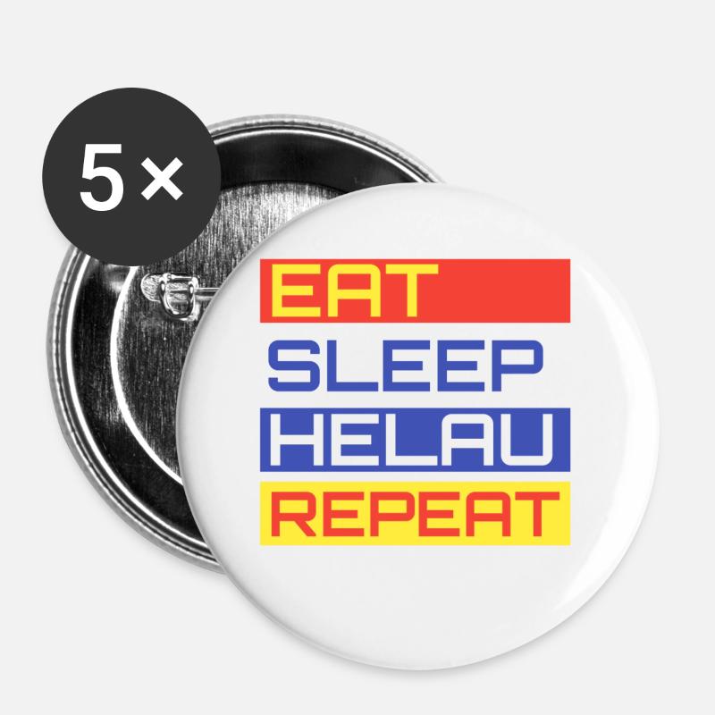 EAT SLEEP HELAU REPEAT Design - Buttons groß 56 mm (5er Pack) - Weiß