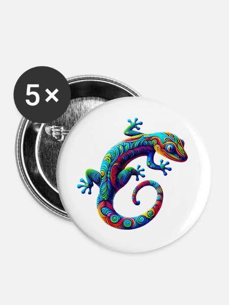 Gecko - Buttons groß 56 mm (5er Pack) - Weiß
