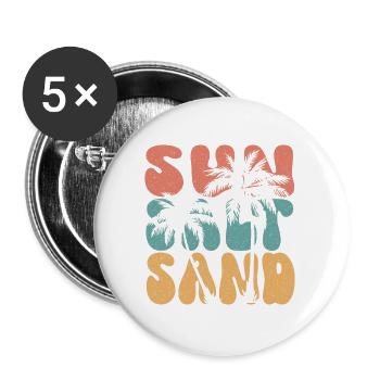 Sommer - Sonne, Salz und Sand - Buttons groß 56 mm (5er Pack) - Weiß - Vorne