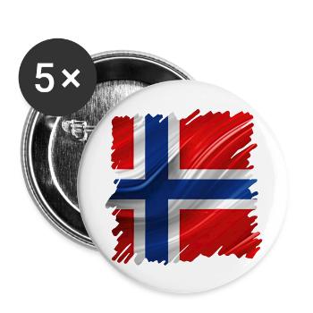 Norvège Norvège Drapeau Scandinavie Norden Tor Viking - Lot de 5 grands badges (56 mm) - blanc - Devant