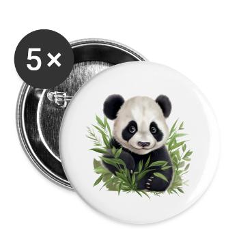 Panda mignon jetant un coup d’œil hors d’un buisson - Lot de 5 grands badges (56 mm) - blanc - Devant