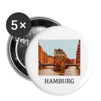 Hamburg - Buttons groß 56 mm (5er Pack) - Weiß - Vorne