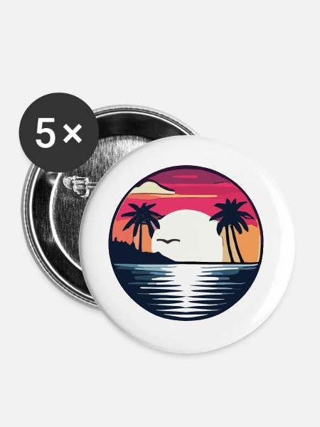 Sommerzeit - Buttons groß 56 mm (5er Pack) - Weiß