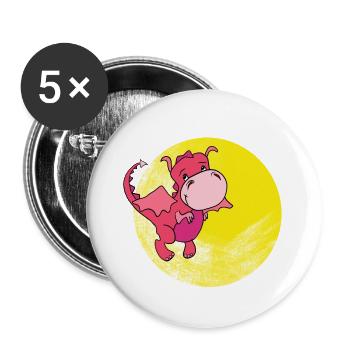 Dino Mond - Buttons groß 56 mm (5er Pack) - Weiß - Vorne
