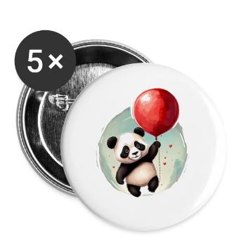Panda Ours avec Ballon - Lot de 5 grands badges (56 mm) - blanc - Devant