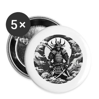 Samouraï / Japonais / Harakiri / Katana / Homme - Lot de 5 grands badges (56 mm) - blanc - Devant
