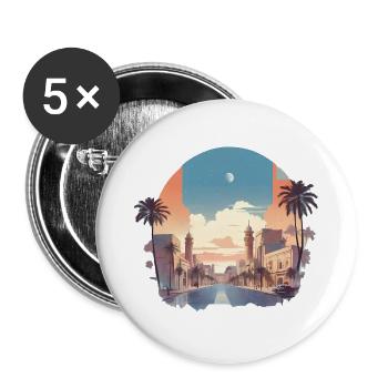 Minimalist Design of an Arab City - Buttons large 2.2''/56 mm (5-pack) - white - Front
