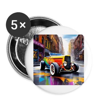 Hotrod V8 - Lot de 5 grands badges (56 mm) - blanc - Devant