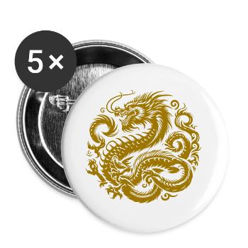 Chinese Dragon Tattoo - Buttons large 2.2''/56 mm (5-pack) - white - Front