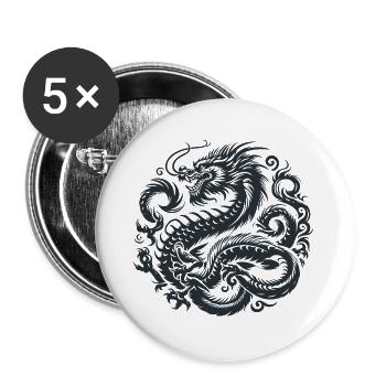 Chinese Dragon Tattoo - Buttons large 2.2''/56 mm (5-pack) - white - Front