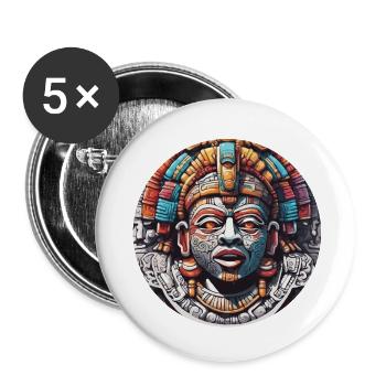 Maya / Haute Culture / Pérou / Calendrier Maya / Motif - Lot de 5 grands badges (56 mm) - blanc - Devant