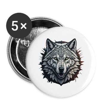 Wolf - Buttons large 2.2''/56 mm (5-pack) - white - Front