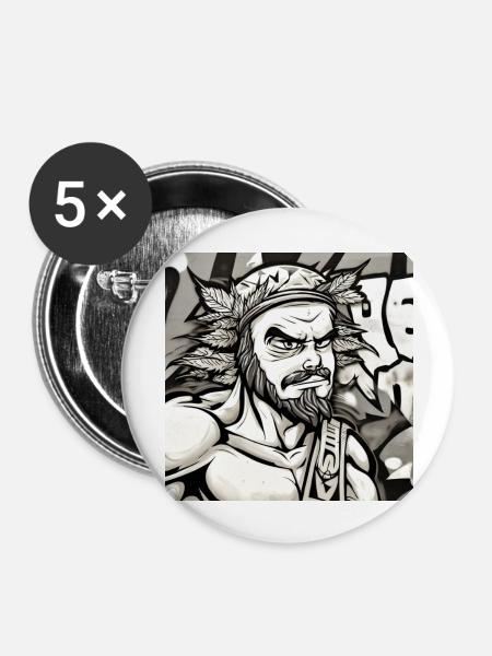 Der Krieger - Buttons groß 56 mm (5er Pack) - Weiß