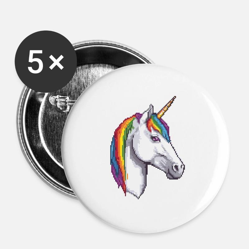 Pixelated Unicorn pixel unicorn, mythical creatur - Buttons large 2.2''/56 mm (5-pack) - white
