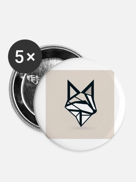 Geometrischer Minimalfuchs - Buttons groß 56 mm (5er Pack) - Weiß