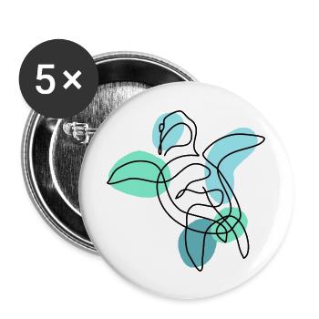 Turtle One Line Art Colorful - Buttons large 2.2''/56 mm (5-pack) - white - Front