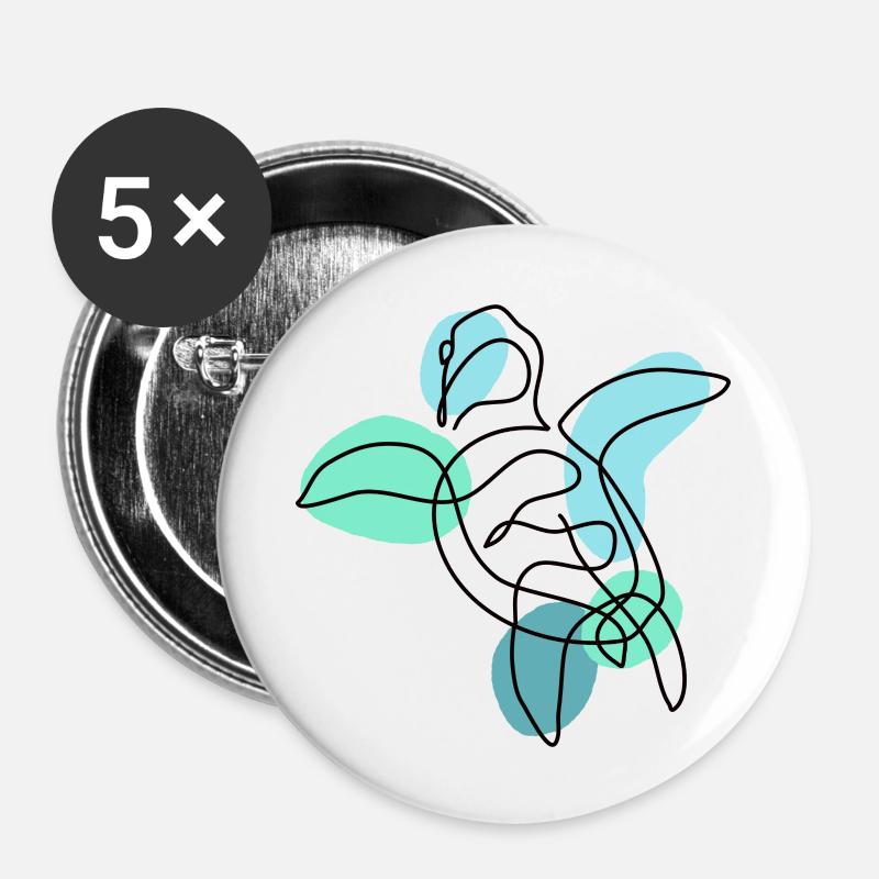 Turtle One Line Art Colorful - Buttons large 2.2''/56 mm (5-pack) - white