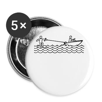 Welle Wasserski Wellenreiten Wakeboard Kitesurfer - Buttons groß 56 mm (5er Pack) - Weiß - Vorne
