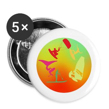 Rond multicolore wind wing kite sup surf - Lot de 5 grands badges (56 mm) - blanc - Devant