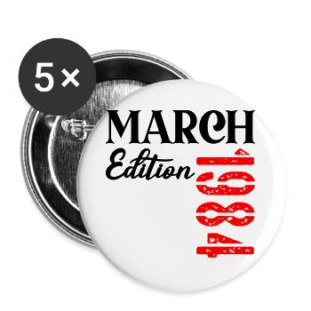 Anniversaire : mars 1984 - 43e anniversaire - Lot de 5 grands badges (56 mm) - blanc - Devant