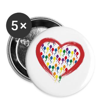 Color Herz Love Bo-Grafik - Buttons groß 56 mm (5er Pack) - Weiß - Vorne