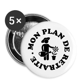 Retraité retraitée jardinage jardin 2 - Lot de 5 grands badges (56 mm) - blanc - Devant
