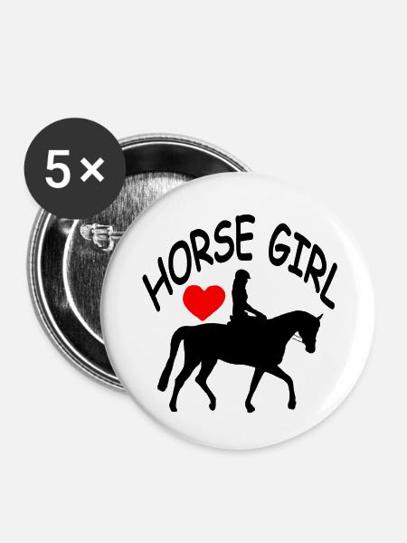 Pferd - Buttons groß 56 mm (5er Pack) - Weiß