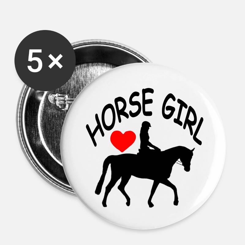 Pferd - Buttons groß 56 mm (5er Pack) - Weiß