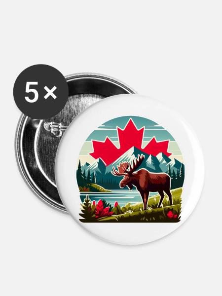 Kanada 1 - Buttons groß 56 mm (5er Pack) - Weiß