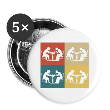 Jeux d'échec vintage rétro - Lot de 5 grands badges (56 mm) - blanc - Devant