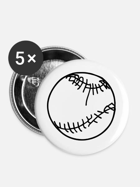 Baseball Ball - Buttons groß 56 mm (5er Pack) - Weiß