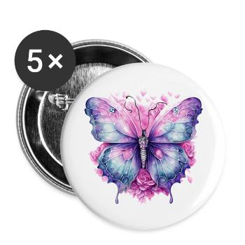 Flügelschlag: Schmetterling Design Kollektion - Buttons groß 56 mm (5er Pack) - Weiß - Vorne