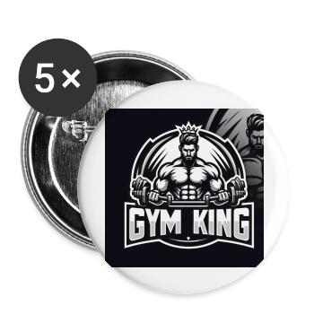 Gym King - Buttons groß 56 mm (5er Pack) - Weiß - Vorne