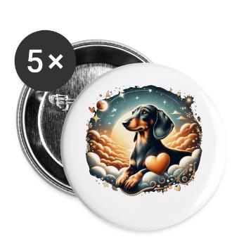Dachshund Trauerbewältigung Regenbogenbrücke - Buttons groß 56 mm (5er Pack) - Weiß - Vorne
