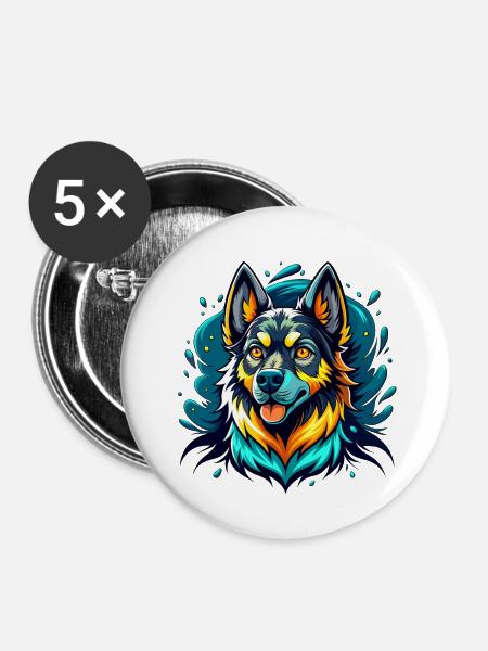 German Shepherd - Buttons groß 56 mm (5er Pack) - Weiß