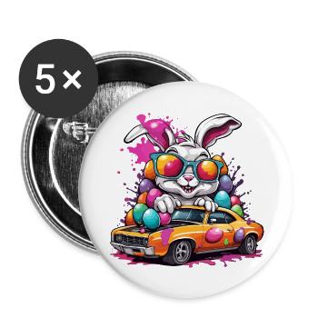Easter Bunny / Easter / Eggs / Holidays / Easter - Buttons large 2.2''/56 mm (5-pack) - white - Front