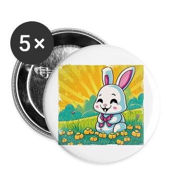 Bunny comic style funny - Buttons large 2.2''/56 mm (5-pack) - white - Front