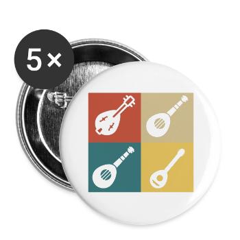 Retro-Vintage-Mandoline - Buttons groß 56 mm (5er Pack) - Weiß - Vorne