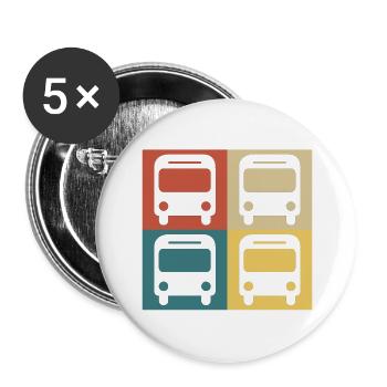 Retro Vintage Bus - Buttons large 2.2''/56 mm (5-pack) - white - Front