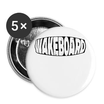Wakeboard Dire Sports nautiques Wakesurf Surf - Lot de 5 grands badges (56 mm) - blanc - Devant