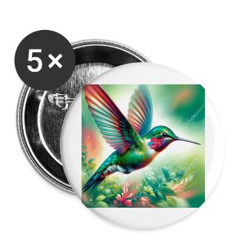 Hummingbird - Buttons large 2.2''/56 mm (5-pack) - white - Front