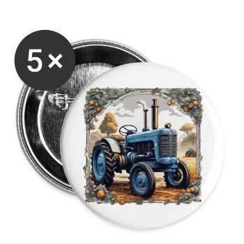 Tractor / Agriculture / Farmer / Field Work - Buttons large 2.2''/56 mm (5-pack) - white - Front