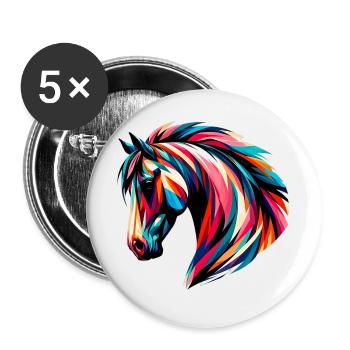Horse - Buttons large 2.2''/56 mm (5-pack) - white - Front