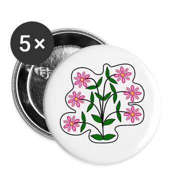 Autocollant Gerbera - Lot de 5 grands badges (56 mm) - blanc - Devant