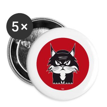 Cat/Katze Japan Bo-Grafik - Buttons groß 56 mm (5er Pack) - Weiß - Vorne