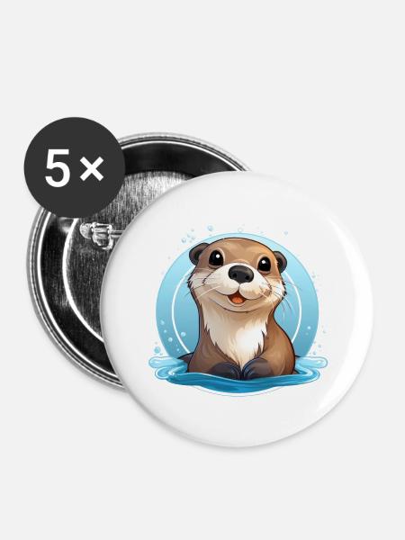 Otter - Buttons groß 56 mm (5er Pack) - Weiß