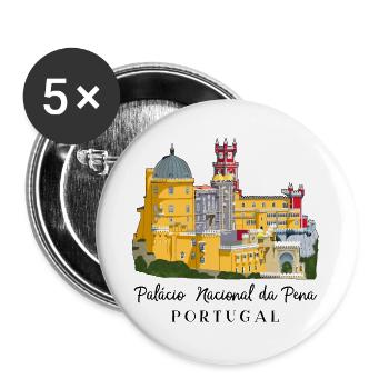 Portugal, Palacio da Pena, Sintra Handzeichnung - Buttons groß 56 mm (5er Pack) - Weiß - Vorne