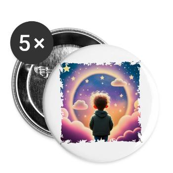 Junge schaut in die Ferne Sternenhintergrund - Buttons groß 56 mm (5er Pack) - Weiß - Vorne